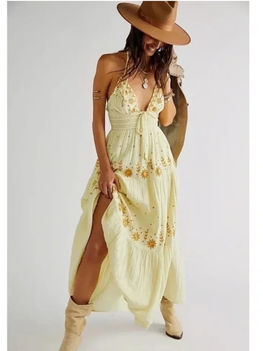 Free People Real Love Embroidered Maxi Dress